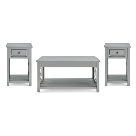 ALATERRE FURNITURE Coventry 36" Coffee Table and Two End Tables with Drawer, Color: Gray ANCT0111440